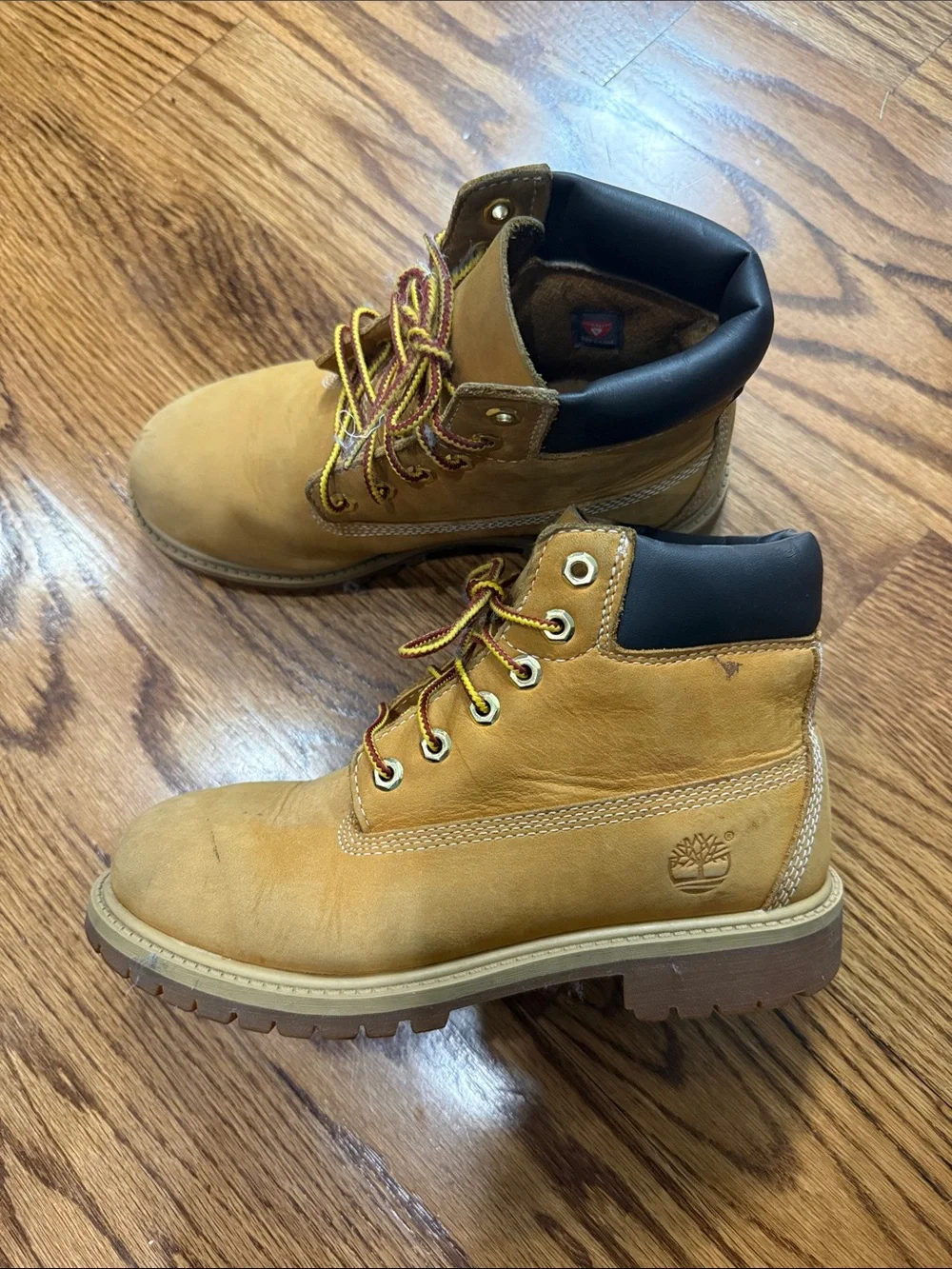 Timberland Wheat Kids Leather Work Boots with Dark Collar